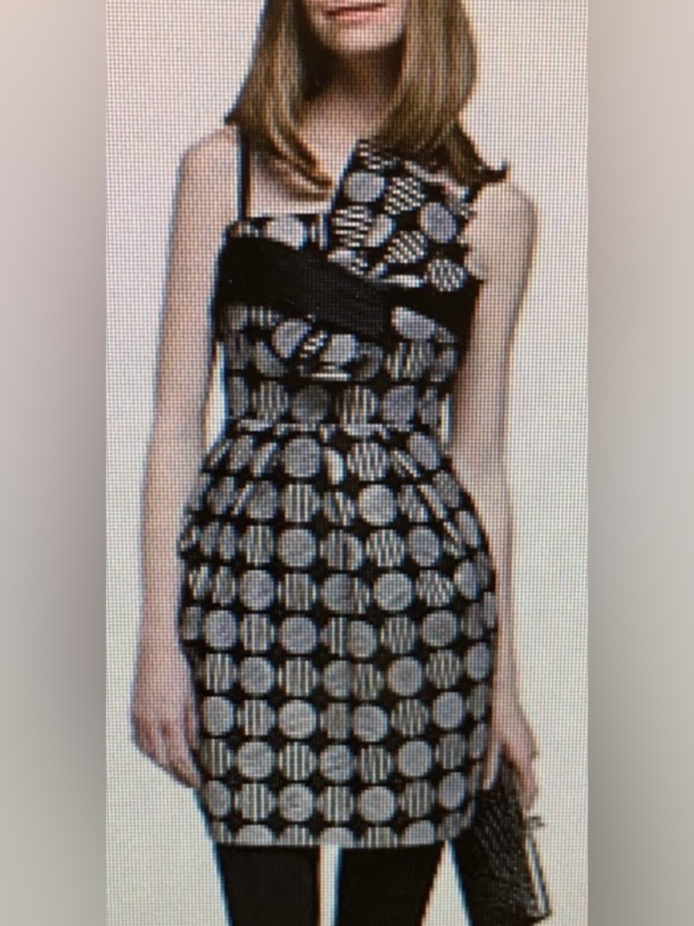Plastic Island Cocktail Dress Small Patterned unique asymmetrical ruffled bodice
